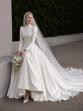 Load image into Gallery viewer, White Formal Bridal Dress with Elegant Train, Romantic Wedding Gown