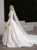 Load image into Gallery viewer, White Formal Bridal Dress with Elegant Train, Romantic Wedding Gown