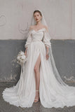 Load image into Gallery viewer, Ivory Statement Wedding Dress with Flowing Skirt and Refined Bridal Silhouette
