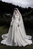 Load image into Gallery viewer, White Statement Wedding Dress with Flowing Skirt and Refined Bridal Silhouette