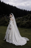 Load image into Gallery viewer, White Statement Wedding Dress with Flowing Skirt and Refined Bridal Silhouette