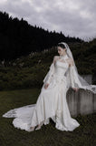 Load image into Gallery viewer, White Statement Wedding Dress with Flowing Skirt and Refined Bridal Silhouette
