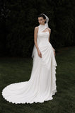 Load image into Gallery viewer, White Wedding Gown with Graceful Full Length Silhouette and Dramatic Bridal Train