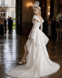 Load image into Gallery viewer, Ivory Statement Wedding Dress with Flowing Skirt and Refined Bridal Silhouette