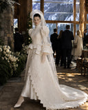 Load image into Gallery viewer, Ivory Formal Bridal Dress with Elegant Train, Romantic Wedding Gown