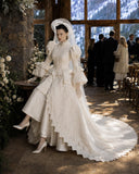 Load image into Gallery viewer, Ivory Formal Bridal Dress with Elegant Train, Romantic Wedding Gown