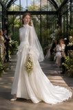 Load image into Gallery viewer, Ivory Wedding Gown with Graceful Full Length Silhouette and Dramatic Bridal Train