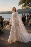 Load image into Gallery viewer, Ivory Formal Bridal Dress with Elegant Train, Romantic Wedding Gown