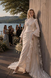 Load image into Gallery viewer, Ivory Formal Bridal Dress with Elegant Train, Romantic Wedding Gown
