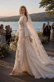 Load image into Gallery viewer, Ivory Formal Bridal Dress with Elegant Train, Romantic Wedding Gown