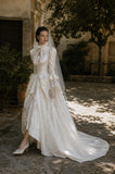 Load image into Gallery viewer, Ivory Statement Wedding Dress with Flowing Skirt and Refined Bridal Silhouette