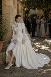 Load image into Gallery viewer, Ivory Statement Wedding Dress with Flowing Skirt and Refined Bridal Silhouette