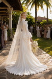 Load image into Gallery viewer, Ivory Wedding Gown with Graceful Full Length Silhouette and Dramatic Bridal Train