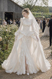 Load image into Gallery viewer, Ivory Formal Bridal Dress with Elegant Train, Romantic Wedding Gown