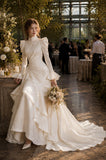 Load image into Gallery viewer, Ivory Statement Wedding Dress with Flowing Skirt and Refined Bridal Silhouette