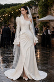Load image into Gallery viewer, Ivory Bridal Gown with Flowing Train, Elegant Wedding Dress for Formal Ceremony