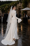 Load image into Gallery viewer, Ivory Bridal Gown with Flowing Train, Elegant Wedding Dress for Formal Ceremony