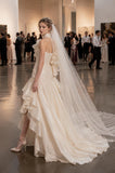 Load image into Gallery viewer, Ivory Wedding Gown with Graceful Full Length Silhouette and Dramatic Bridal Train