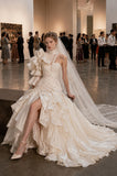 Load image into Gallery viewer, Ivory Wedding Gown with Graceful Full Length Silhouette and Dramatic Bridal Train