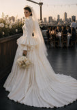 Load image into Gallery viewer, Ivory Statement Wedding Dress with Flowing Skirt and Refined Bridal Silhouette
