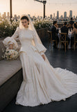 Load image into Gallery viewer, Ivory Statement Wedding Dress with Flowing Skirt and Refined Bridal Silhouette