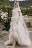 Load image into Gallery viewer, Ivory Bridal Gown with Flowing Train, Elegant Wedding Dress for Formal Ceremony