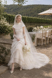 Load image into Gallery viewer, Ivory Bridal Gown with Flowing Train, Elegant Wedding Dress for Formal Ceremony