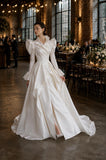 Load image into Gallery viewer, White Formal Bridal Dress with Elegant Train, Romantic Wedding Gown