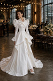 Load image into Gallery viewer, White Formal Bridal Dress with Elegant Train, Romantic Wedding Gown