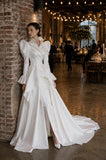 Load image into Gallery viewer, White Formal Bridal Dress with Elegant Train, Romantic Wedding Gown