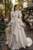 Load image into Gallery viewer, Ivory Statement Wedding Dress with Flowing Skirt and Refined Bridal Silhouette