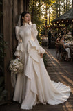 Load image into Gallery viewer, Ivory Statement Wedding Dress with Flowing Skirt and Refined Bridal Silhouette