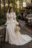 Load image into Gallery viewer, Ivory Statement Wedding Dress with Flowing Skirt and Refined Bridal Silhouette