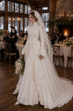 Load image into Gallery viewer, Ivory Bridal Gown with Flowing Train, Elegant Wedding Dress for Formal Ceremony