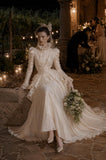 Load image into Gallery viewer, Ivory Wedding Gown with Graceful Full Length Silhouette and Dramatic Bridal Train