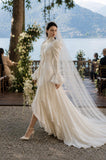 Load image into Gallery viewer, White Formal Bridal Dress with Elegant Train, Romantic Wedding Gown