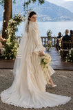 Load image into Gallery viewer, White Formal Bridal Dress with Elegant Train, Romantic Wedding Gown