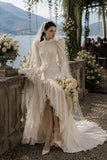 Load image into Gallery viewer, White Formal Bridal Dress with Elegant Train, Romantic Wedding Gown