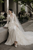 Load image into Gallery viewer, Ivory Bridal Gown with Flowing Train, Elegant Wedding Dress for Formal Ceremony