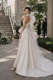 Load image into Gallery viewer, Ivory Wedding Gown with Graceful Full Length Silhouette and Dramatic Bridal Train