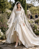 Load image into Gallery viewer, Ivory Formal Bridal Dress with Elegant Train, Romantic Wedding Gown