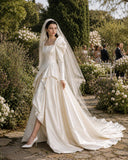 Load image into Gallery viewer, Ivory Formal Bridal Dress with Elegant Train, Romantic Wedding Gown