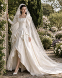 Load image into Gallery viewer, Ivory Formal Bridal Dress with Elegant Train, Romantic Wedding Gown