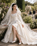 Load image into Gallery viewer, Ivory Formal Bridal Dress with Elegant Train, Romantic Wedding Gown
