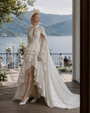 Load image into Gallery viewer, White Statement Wedding Dress with Flowing Skirt and Refined Bridal Silhouette