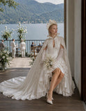 Load image into Gallery viewer, White Statement Wedding Dress with Flowing Skirt and Refined Bridal Silhouette