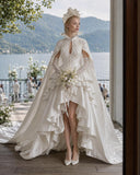 Load image into Gallery viewer, White Statement Wedding Dress with Flowing Skirt and Refined Bridal Silhouette