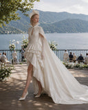 Load image into Gallery viewer, White Statement Wedding Dress with Flowing Skirt and Refined Bridal Silhouette