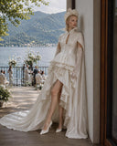 Load image into Gallery viewer, White Statement Wedding Dress with Flowing Skirt and Refined Bridal Silhouette