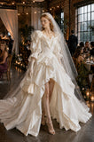 Load image into Gallery viewer, Ivory Bridal Gown with Flowing Train, Elegant Wedding Dress for Formal Ceremony
